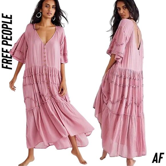 FREE PEOPLE ENDLESS SUMMER MAXI DRESS SMOKED PINK NEW XS - Picture 1 of 7